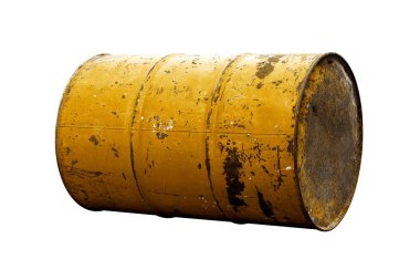 Arka plan beyaz sarı veya altın eski izole petrol varil