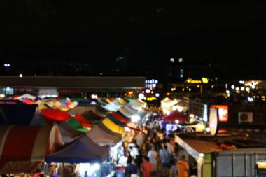 gece Pazar gıda burred resmi, üstten görünüm gece ışık arka plan için şehir ve gece pazarının yürüyüş sokak ayak