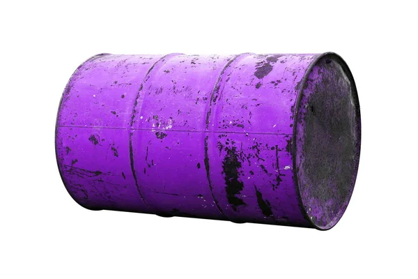 Barrel Oil Roxo Velho Isolado Fundo Branco — Fotografia de Stock