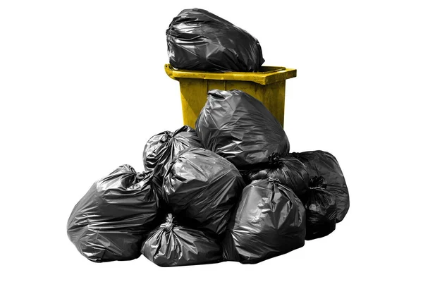 Bin Bag Garbage Yellow Bin Trash Garbage Rubbish Plastic Bags — Stock Photo, Image