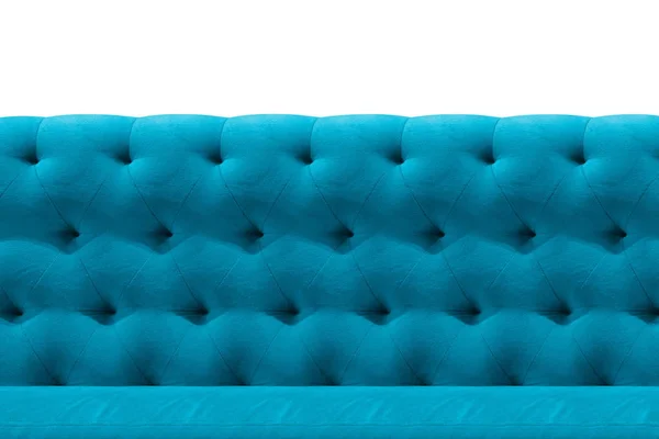 Luxe Light Blue Sofa Fluweel Kussen Close Patroon Achtergrond Wit — Stockfoto