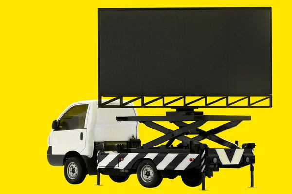 Billboard on car LED panel for sign Advertising isolated on background yellow