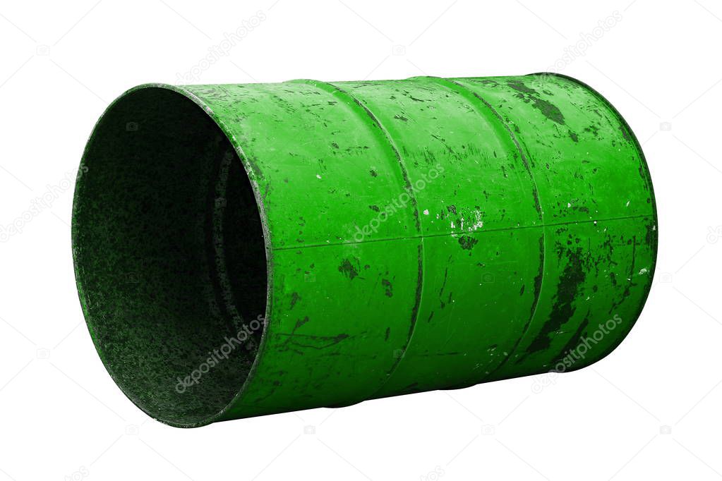 Barrel Oil green Old isolated on background white