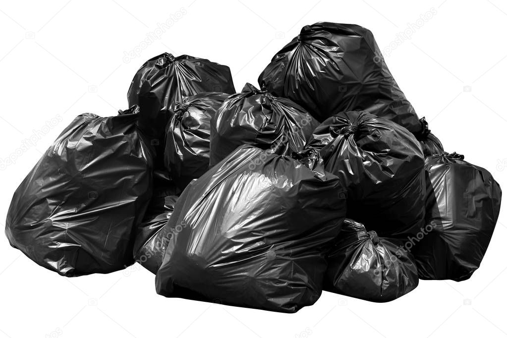 bin bag garbage, Bin,Trash, Garbage, Rubbish, Plastic Bags pile isolated on background white