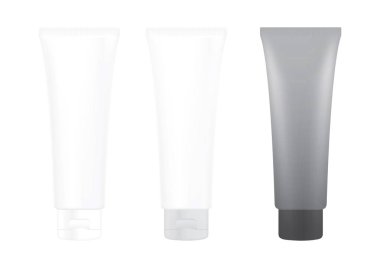 Tüp gri siyah krem köpük şişesi izole beyaz arka plan, kozmetik, krem tüp tedavi tüp beyaz