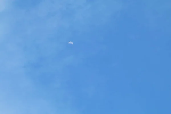 Claro Del Cielo Azul Ninguna Nube Luna Para Fondo — Foto de Stock