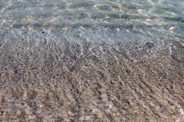 Onda Superficie Dell Acqua Sulla Sabbia Vicino Onda Del Mare — Foto Stock