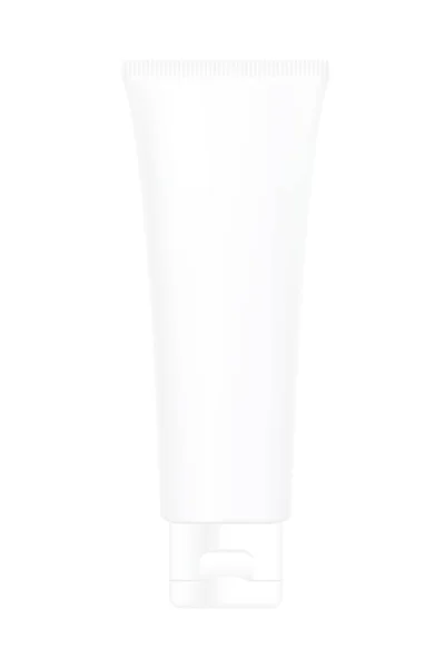 Bottiglia Schiuma Crema Tubo Sfondo Bianco Isolato Cosmetici Tubo Trattamento — Foto Stock
