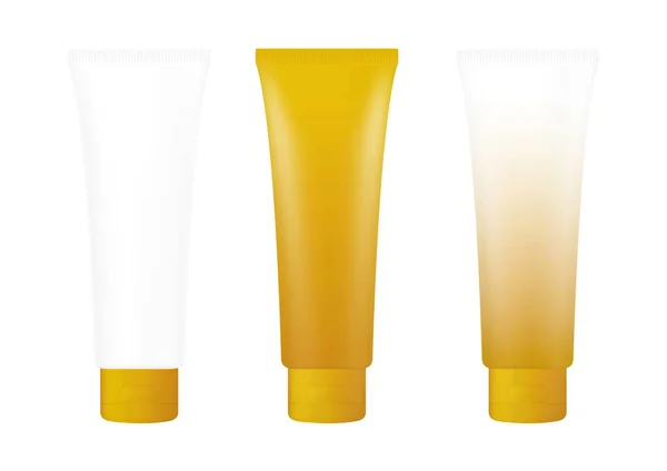 Tube Gold Cream Vaahtopullo Valkoisella Taustalla Eristetty Kosmetiikka Kerma Putki — kuvapankkivalokuva