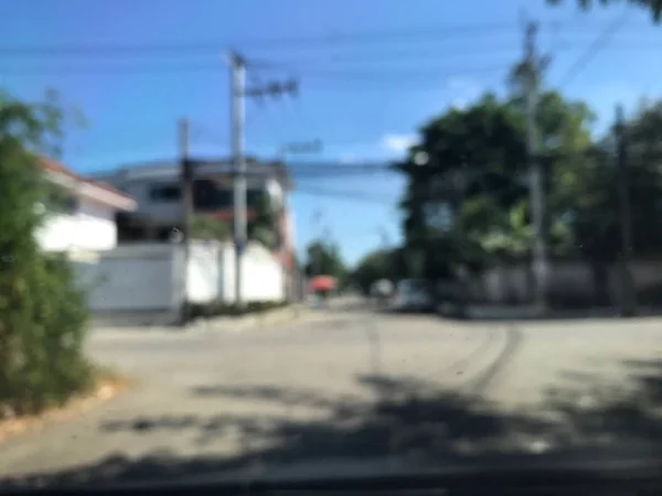 Размытая Фотография Road Soi Village Background City Thai Car View — стоковое фото