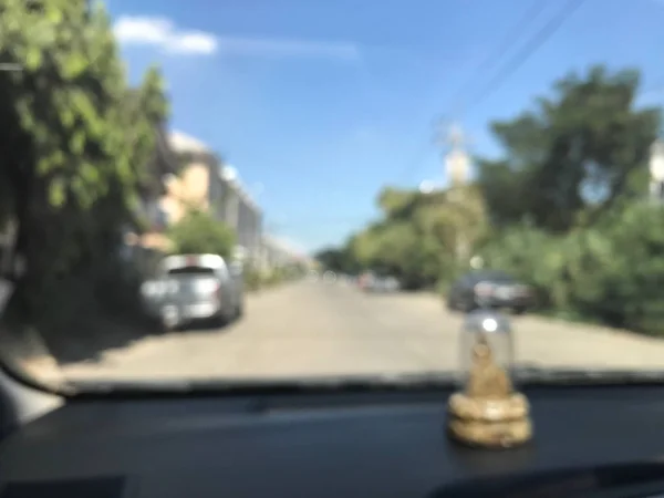 Blurred Picture Road Soi Village Background City Thai Car View — Stock Photo, Image