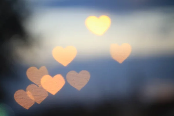 Valentines Colorful Heart Shaped Black Background Lighting Bokeh Decoration Night — Stock Photo, Image