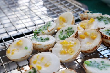 Ka Nom Krak (Tay kelime), Tay sweetmeat, Tay tatlı, Hindistan cevizi puding, tür Hindistan cevizi pirinç keki, Tay street tatlı yiyecek ızgara Hindistan cevizi-pirinç krep