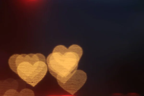 San Valentino Colorato Forma Cuore Sfondo Nero Illuminazione Bokeh Decorazione — Foto Stock