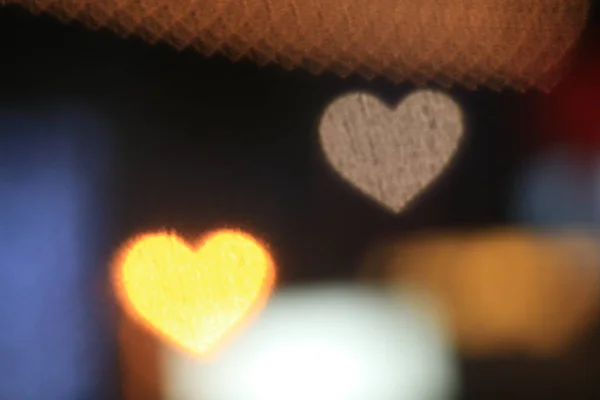 Valentines Kleurrijke Hartvormige Zwarte Achtergrond Verlichting Bokeh Voor Decoratie Bij — Stockfoto