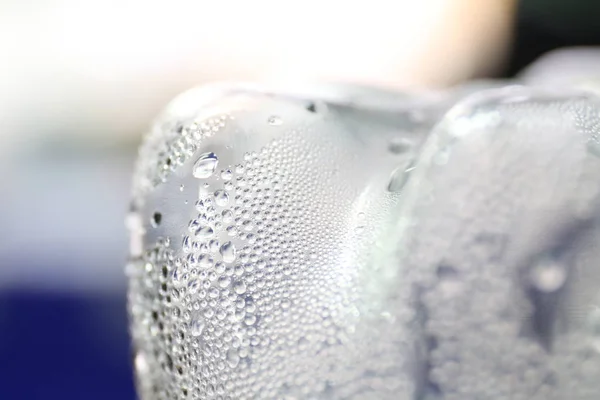 Textura Gota Vapor Água Empoleirado Garrafas Água Plástico Claro — Fotografia de Stock