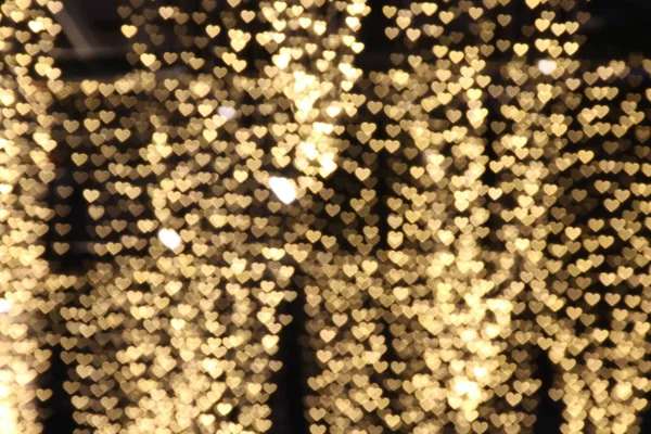 Gold Hintergrund Bokeh Lichter Herz Weich Herz Hintergrund Bunt — Stockfoto