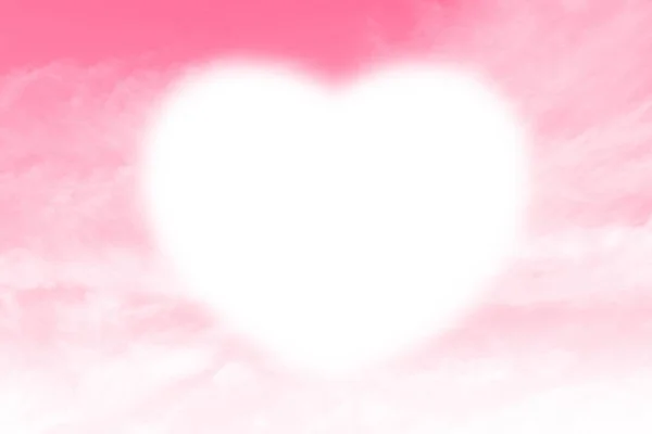 Облака Форма Сердца Белый Мягкий Фоне Розового Неба Сердце Форме — стоковое фото