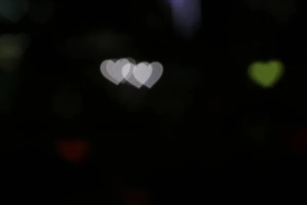 Valentine Kolorowe Serce Biały Czarnym Tle Bokeh Oświetlenie Dekoracji Nocy — Zdjęcie stockowe