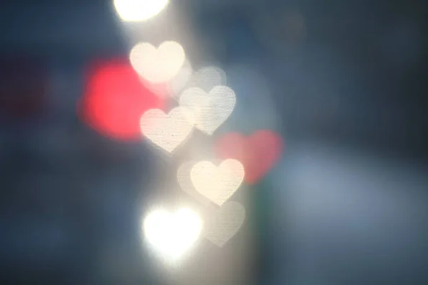 Valentine Soft Heart Shaped Bokeh Background Vintage Soft Colorful Lighting — Stock Photo, Image