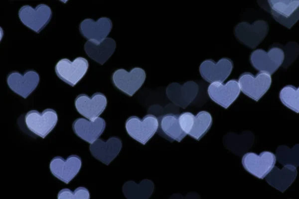 Valentine Barevné Tvaru Srdce Bílé Černém Pozadí Bokeh Osvětlení Pro — Stock fotografie