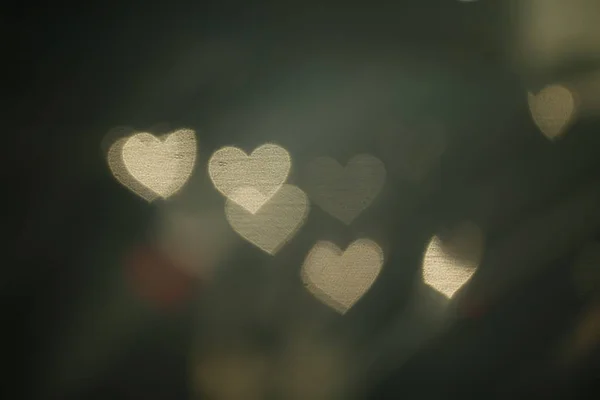 Valentine Weiche Herzförmige Bokeh Auf Hintergrund Vintage Weiche Bunte Beleuchtung — Stockfoto