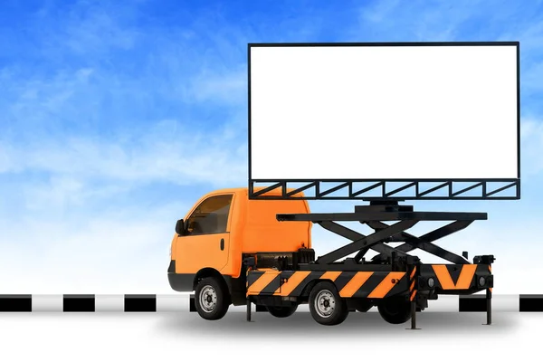 Billboard Blank Car Orange Truck Led Panel Sign Advertising Isolated — Stock Photo, Image