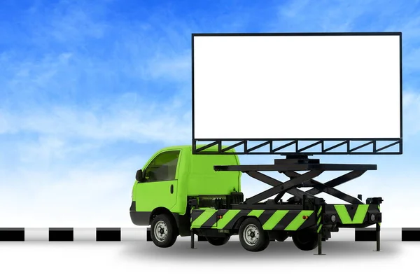 Billboard Blank Car Green Truck Panel Led Sign Iklan Terisolasi — Stok Foto