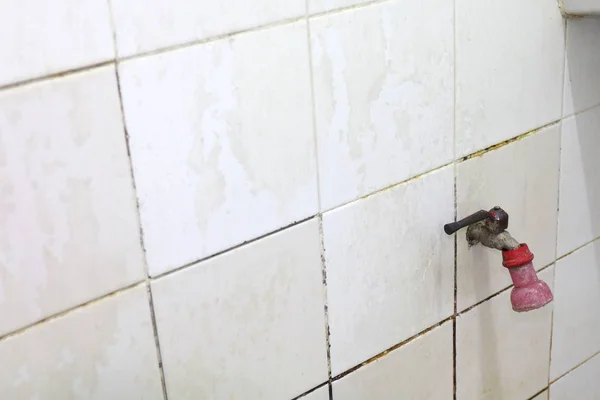 Alter Wasserhahn Badezimmer Alter Wasserhahn Der Badezimmerwand — Stockfoto