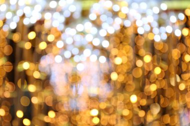 Bokeh arka plan altın sarı renkli merry christmas, mutlu yeni yıl bokeh aydınlatma Parlatıcı gece arka plan, Bokeh parlak ışık, altın lüks zemin dokusu, Glittering duvar kağıdı