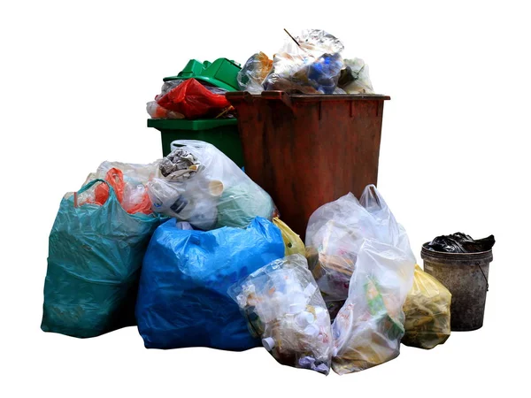 Bin Trash Bag Plastic Garbage Bag Pile Pollution Waste Plastic — Stock Photo, Image