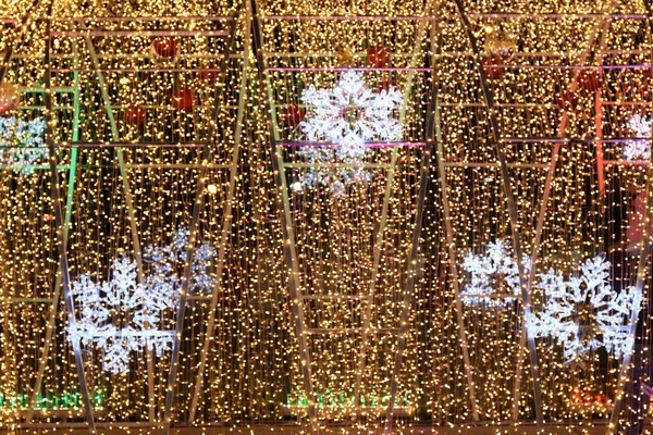 Bokeh Arka Plan Kar Şekil Altın Sarı Renkli Mutlu Noeller — Stok fotoğraf