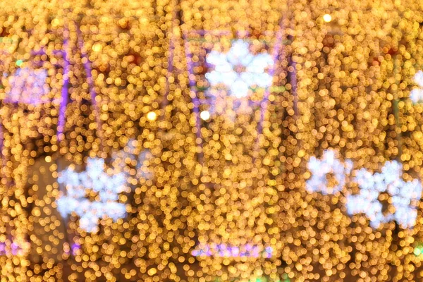 Bokeh Fundo Forma Neve Ouro Amarelo Colorido Feliz Natal Feliz — Fotografia de Stock