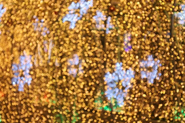 Bokeh Hintergrund Und Schnee Form Gold Gelb Bunt Fröhliche Weihnachten — Stockfoto