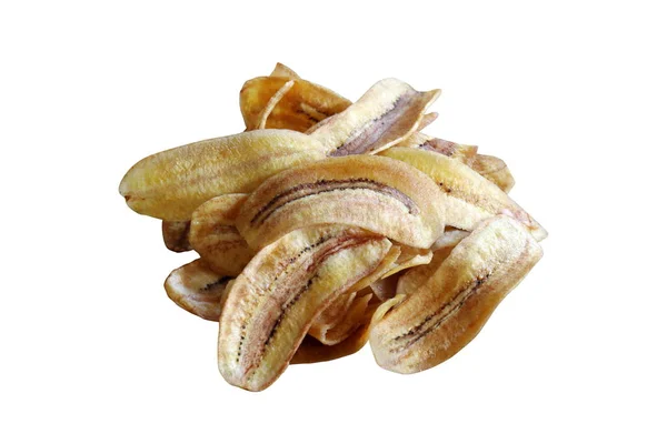 Stapel Van Banaan Gebakken Gebakken Stukjes Slice Dun Banana Banaan — Stockfoto