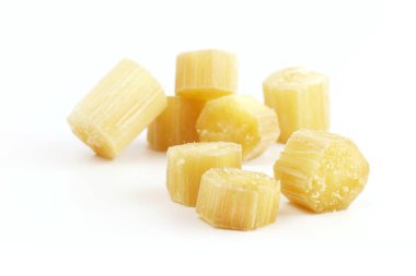 Şeker kamışı, kesme, kamışı, şeker kamışı, şeker kamışı izole beyaz arka plan, şeker kamışı taze, parça şeker kamışı tarım