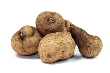 Dioscorea, Mun-NF'leri (Tay kelime), taze Dioscorea tuck, Dioscorea kaburgalar beyaz arka plan üzerinde kızamık fotoğraf izole kök