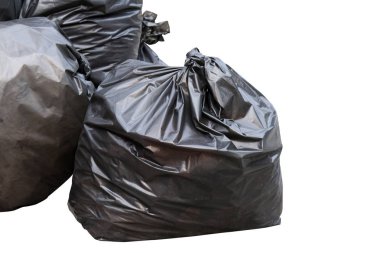 Beyaz bir arka plan üzerinde Kazıklı atık, çöp poşetleri plastik