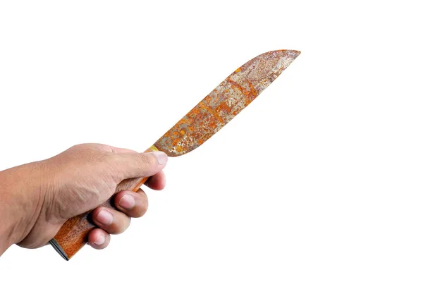 Ręczny Nóż Nóż Stary Ręcznie Rdza Nóż Brudne Białym Tle — Zdjęcie stockowe
