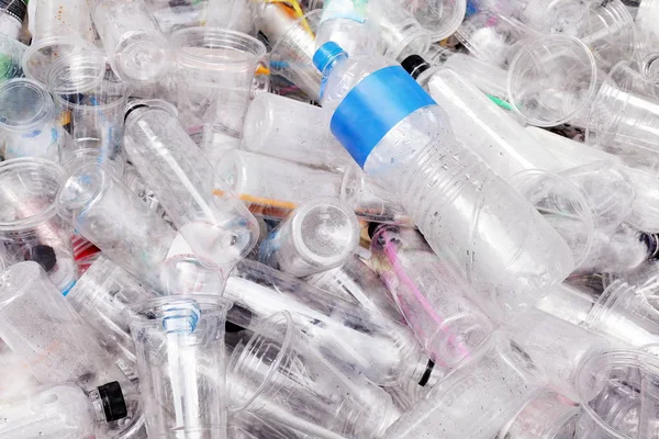 Montón Plástico Residual Botella Plástico Basura Textura Fondo Papelera Basura — Foto de Stock