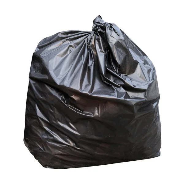 Abfall Schwarzer Müllsack Plastik Isoliert Auf Weißem Hintergrund — Stockfoto