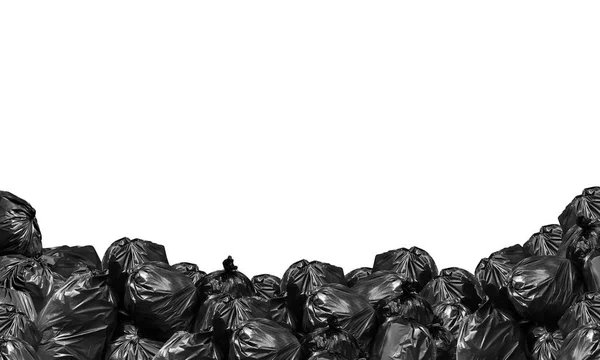 yığın çöp çantası siyah beyaz arka plan ve kopya alanı afiş, çöp kutusu, BIN, çöp torbası, çöp torbası plastik kavramı kirliliği için izole