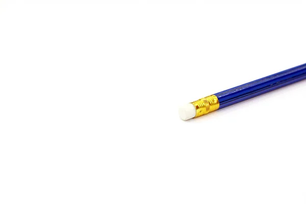 Bleistift Auf Weißem Hintergrund Radiergummi Seite Auf Papierweiß Platz Für — Stockfoto