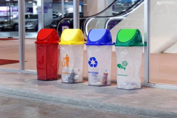 Geri dönüşüm kutusu, bin, plastik atık kutusu, çöp kırmızı sarı mavi ve yeşil atık geri dönüşüm Park için 4 tipi