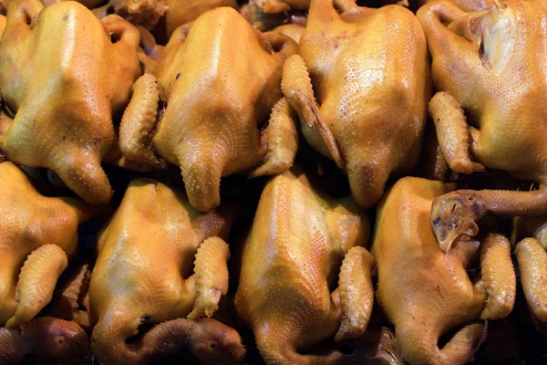 Fondo Fila Pollo Hervido Pollo Hervido Salsa Sopa Noche Comida — Foto de Stock