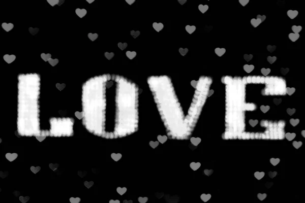 Blurred Text White Love Sign Led Bokeh Neon Light White — Stock Photo, Image