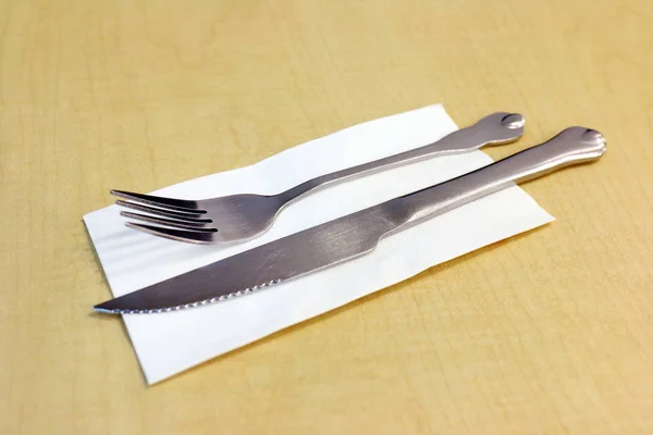 Cuchillo Cubiertos Tenedor Cuchara Papel Tisú — Foto de Stock