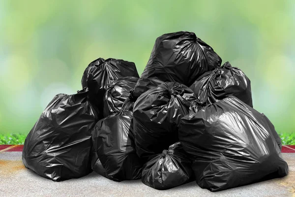 Garbage Pile Lots Dump Many Garbage Plastic Bags Black Waste — Stock Photo, Image