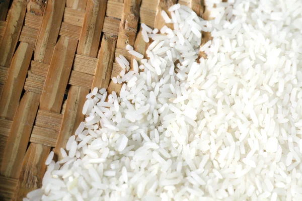 Rice Grains White Selective Focus Copy Space — Stock Photo, Image