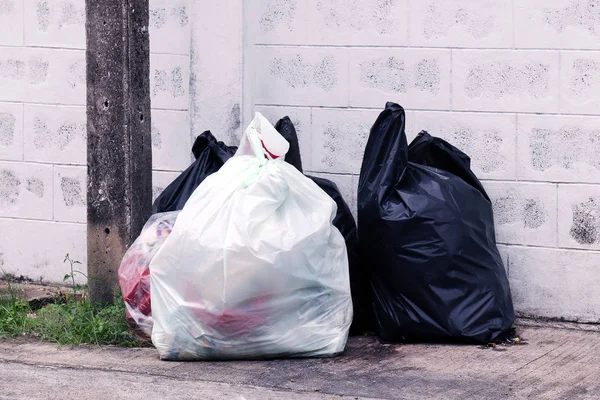 Garbage Pile Lots Dump Many Garbage Plastic Bags Black Waste — Stock Photo, Image